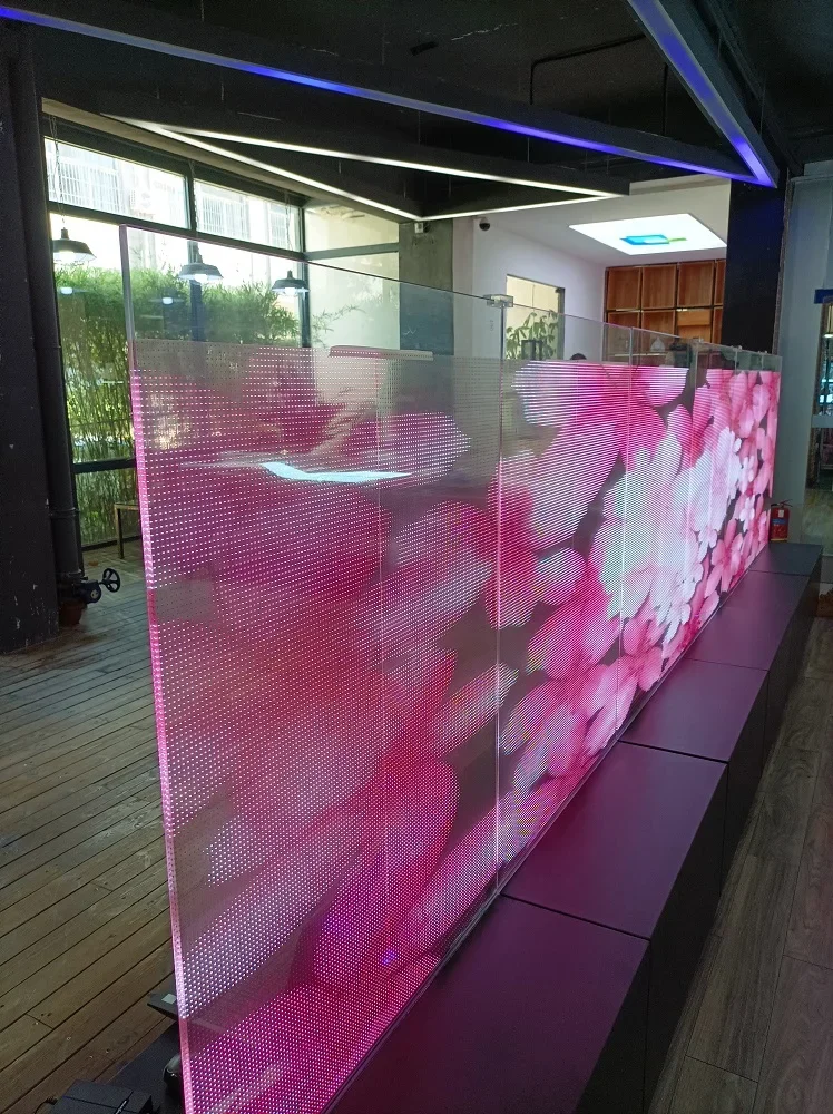 Indoor Outdoor Adhesive Transparent Flexible LED Screen Display Panel Transparent LED Film Screen For Glass - Image 5