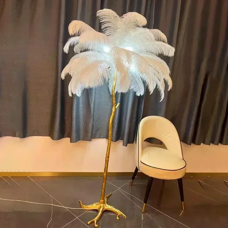 Nordic Feather Luxury Floor Lamp LED Standing Light for Internet Celebrity Ostrich Ins Live Broadcast Room Bedroom Home Decor - Image 4