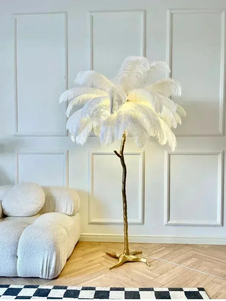 Nordic Feather Luxury Floor Lamp LED Standing Light for Internet Celebrity Ostrich Ins Live Broadcast Room Bedroom Home Decor - Image 3