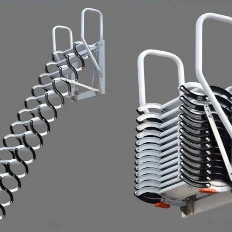 Steel folding ladder Telescopic Ladder Home Outdoor Carbon Steel – Lift Saving Indoor and Attic Telescopic Ladder – Steel Folding Ladder