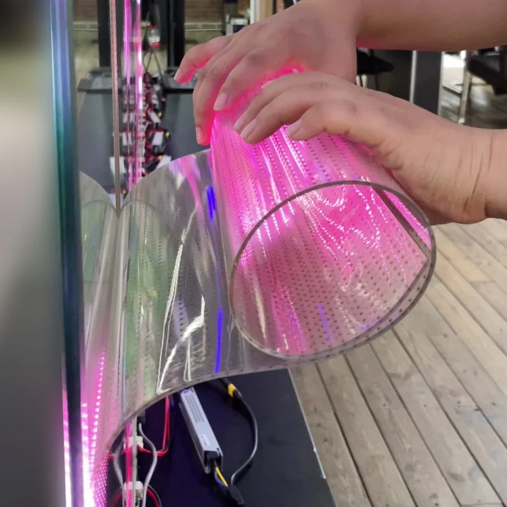 Indoor Outdoor Adhesive Transparent Flexible LED Screen Display Panel Transparent LED Film Screen For Glass - Image 3